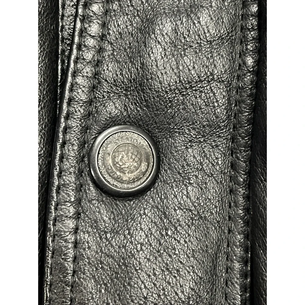Stratojac Black Leather Jacket Long Heavy Lined Men's Winter Coat Sz XXL‎